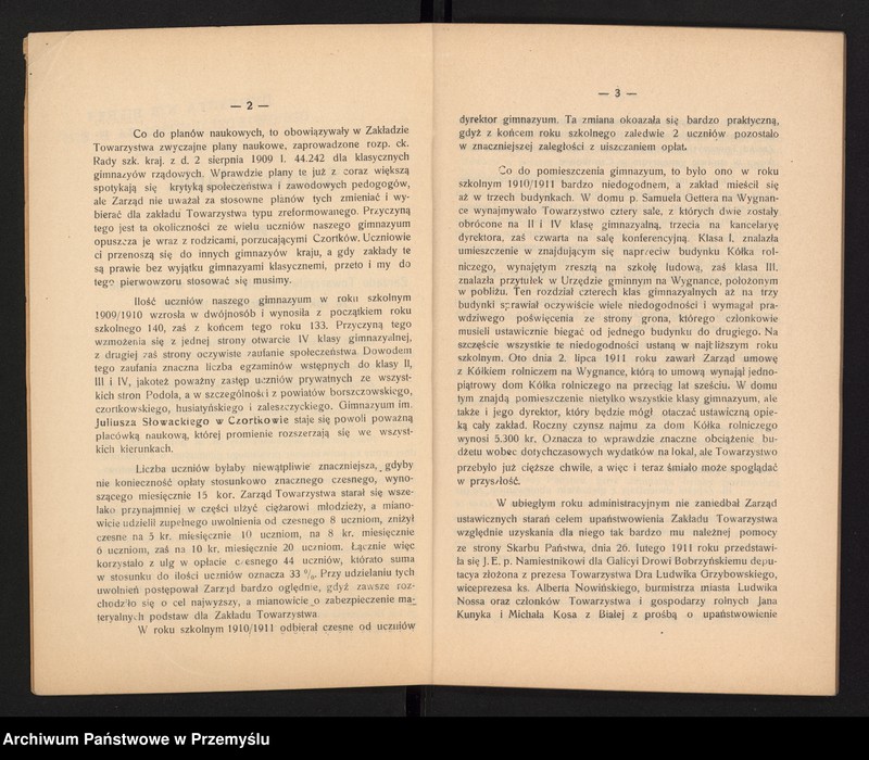 image.from.unit.number "II Sprawozdanie Dyrekcji Prywatnego Gimnazjum im. J. Słowackiego w Czortkowie za rok szkolny 1910/11"
