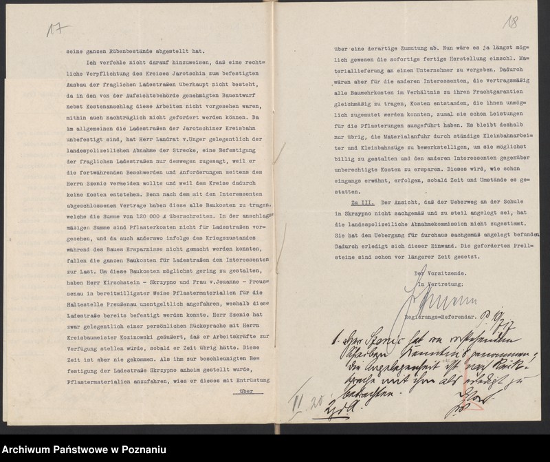 image.from.unit.number "Acta specjalia betreffen Verlängerung der jarotschiner Kreisbahn von Twardow über Kurcew, mamoty, Skrzypno bis Wola"