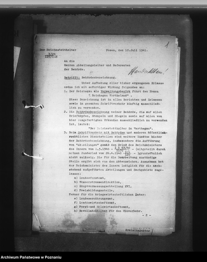 Obraz 5 z jednostki "Erlasse und Bestimmungen"