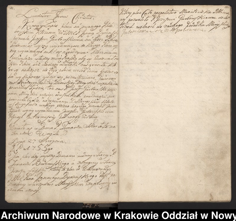 image.from.collection.number "Fragment księgi wójtowsko-ławniczej miasta Limanowej z lat 1750-1818111"