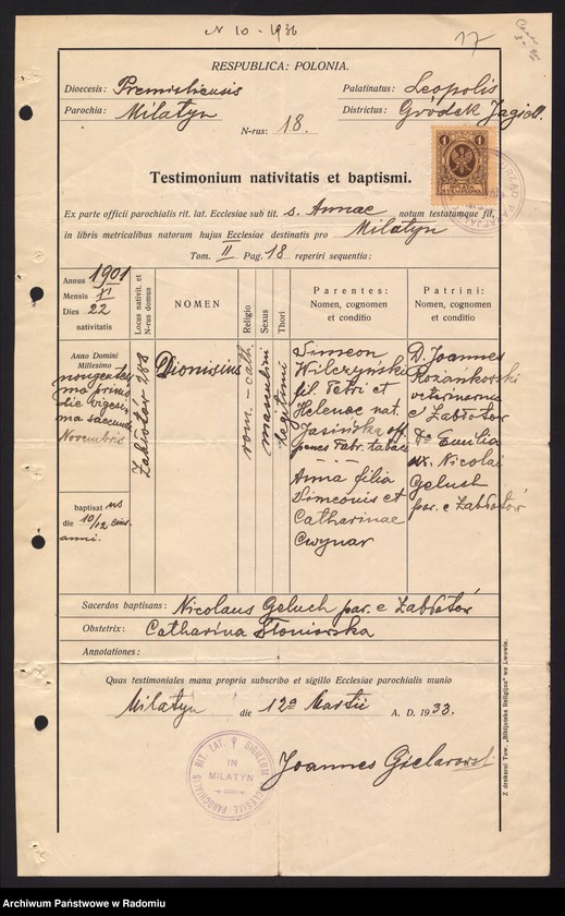 image.from.unit.number "[Alegata do akt zaślubionych parafii św. Jana w Radomiu za 1936 r.]"