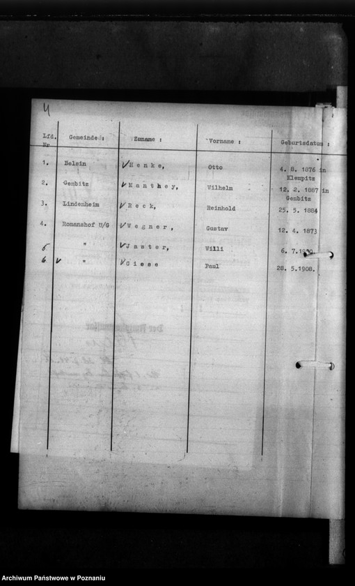 Obraz 8 z jednostki "Kreis Scharnikau (Czarnków). Wykazy miejscowych Niemców, którzy zginęli w 1939 roku - korespondencja"