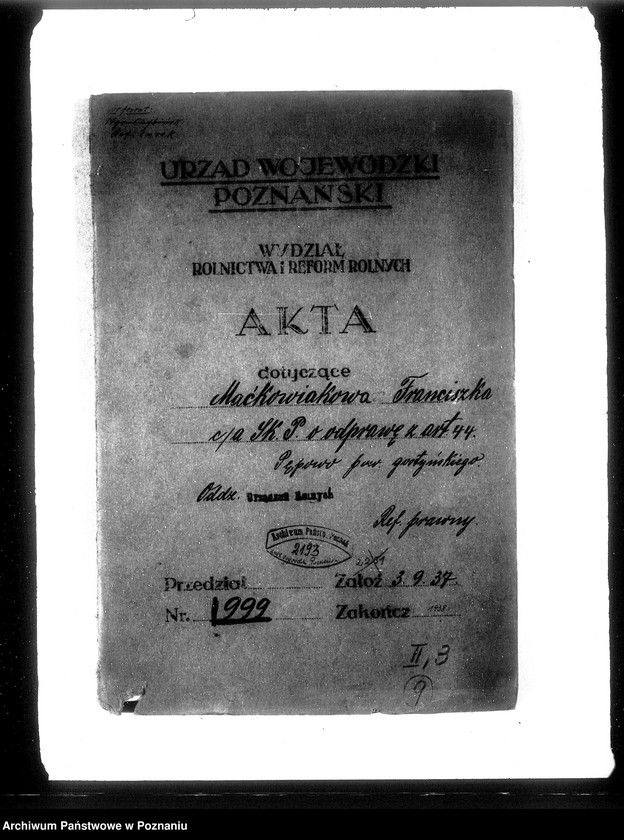 Obraz 4 z jednostki "Franciszka Maćkowiaka c/a Skarb Państwa odprawa z art. 44 Pępowo powiatu gostyńskiego"