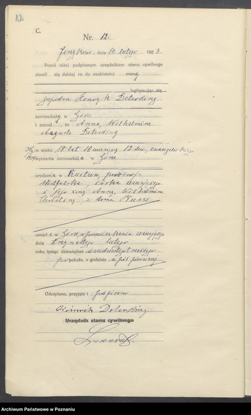 Obraz 14 z jednostki "Zgony [Rejestr główny zgonów]"