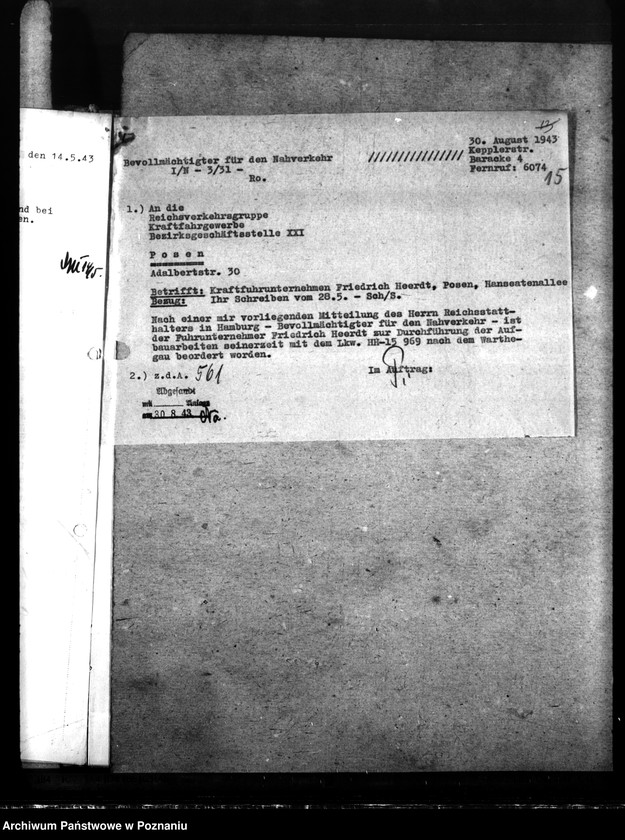 Obraz 19 z jednostki "Ausbildung von Führerscheinanwärtern für die Klasse 2. Beschlagnahme polnischer Fuhrunternehmen. Schmiede in Verkehrsbetrieben."