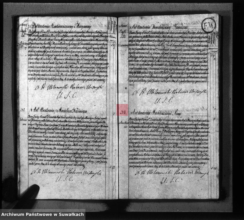 Obraz 12 z jednostki "Akta urodzonych gminy wiżańskiey obwodu seyneńskiego, w województwie augustowskim od dnia 1-go stycznia do dnia ostatniego grudnia 1823 roku"