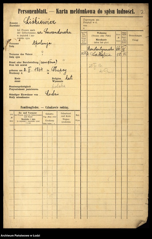 Obraz 4 z jednostki "[Spis ludności Łodzi] Liszkiewicz - Litke"