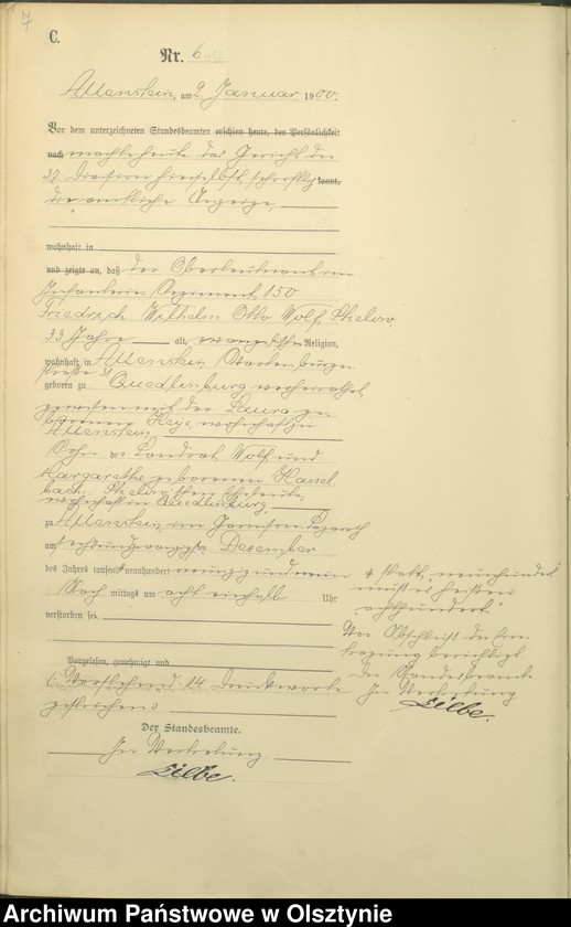 image.from.unit.number "Sterbe-Haupt-Register Tom I,Nr 1 - 399"