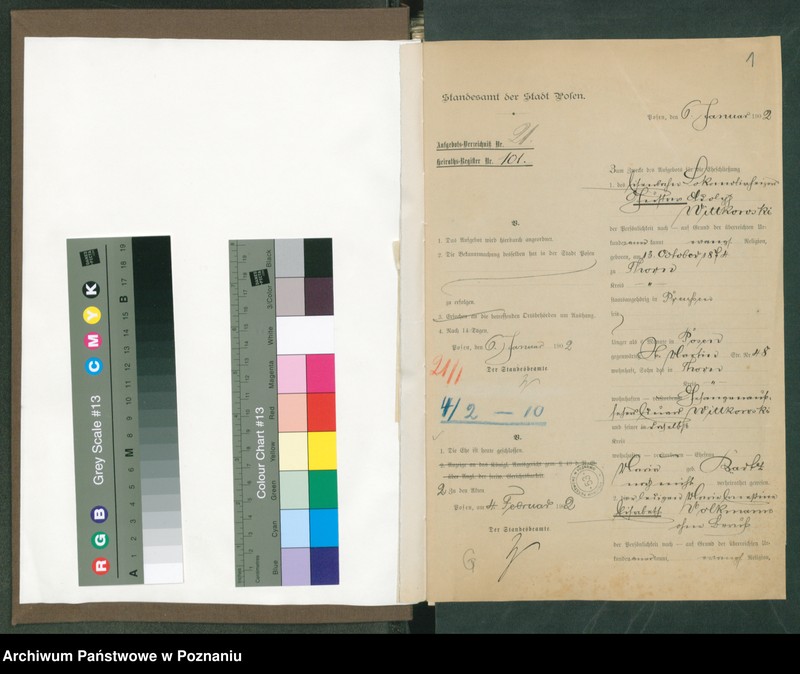 Obraz 3 z jednostki "[Dokumenty dostarczone przez narzeczonych do zawarcia związku małżeńskiego za 1902 rok. Tom III]"