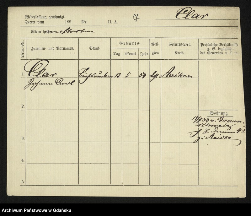 image.from.unit.number "Karty meldunkowe: Claer - Cohen"