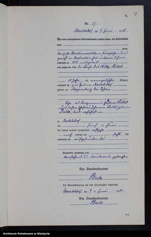 Obraz 19 z jednostki "Sterbe-Neben-Register Nr 1 - 32 [ Księga zgonów - wtóropis ]"