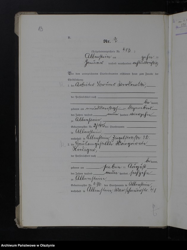 image.from.unit.number "Heirats-Haupt-Register Tom I, Nr 1-168"