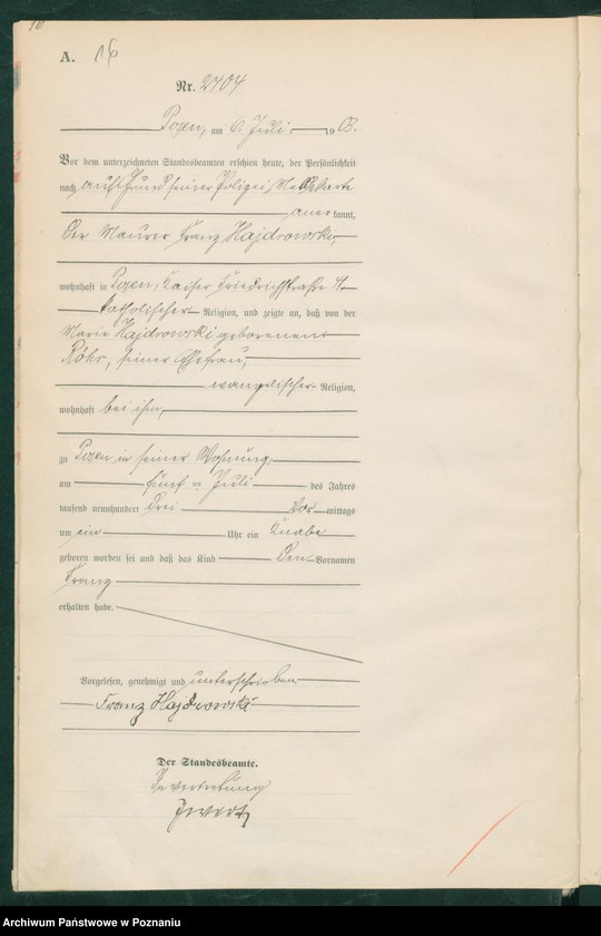 Obraz 16 z jednostki "Księga urodzeń tom V"