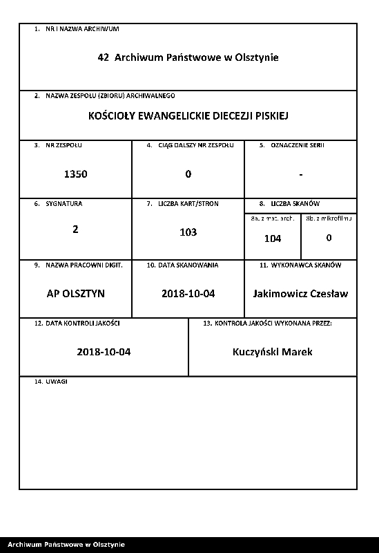 image.from.unit.number "Tagebuch der Kirchen Kasse zu Bialla"