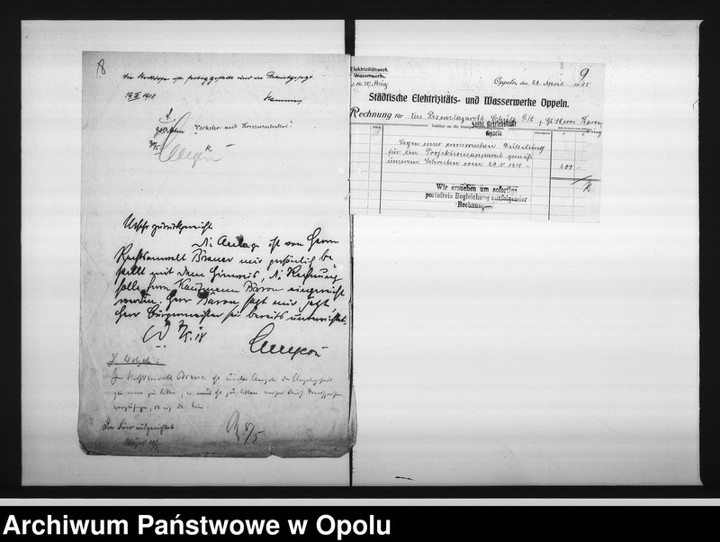 Obraz 11 z jednostki "[Ausschuss für Kriegsaufklärung - rachunki, korespondencja w sprawie pociągnięcia prądu w szkole]"