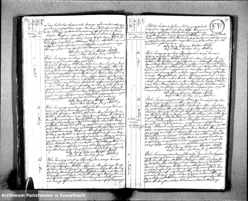 Obraz 18 z jednostki "Księgo Aktów Urodzenia Urzędnika Stanu Cywilnego Gminy Metelskiey Powiatu Seyneńskiego Departamentu Łomżyńskiego od 1 Stycznia Tysiąc Osimset Czternastego Roku 1814"