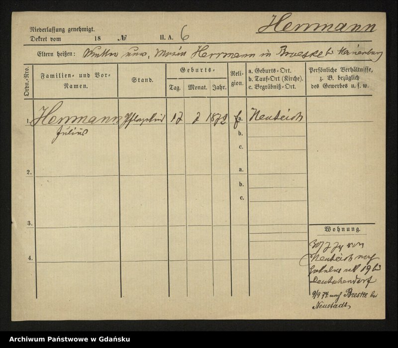 image.from.unit.number "Karty meldunkowe: Herrmann Julianne - Herrmann Wilhelmine"