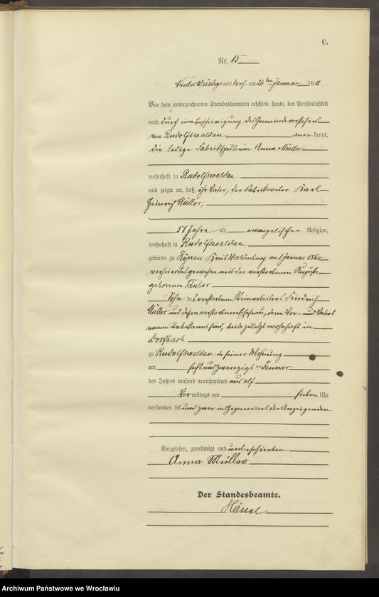 image.from.unit.number "Sterbe-Haupt-Register Nieder Wüstegiersdorf (Głuszyca) 1911"