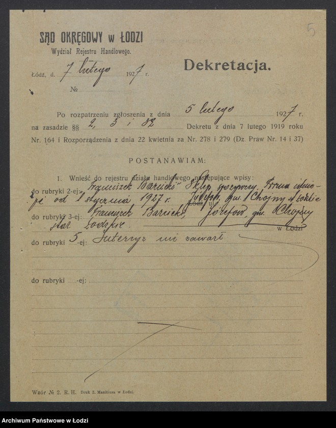 Obraz 7 z jednostki "Franciszek Barcicki – sklep spożywczy"