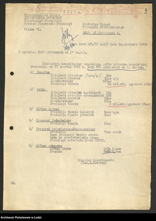 Obraz 10 z jednostki "Centralny Zarząd Przemysłu Włókienniczego; sprawozdania produkcyjne [opisowe, tabele i wykresy]"