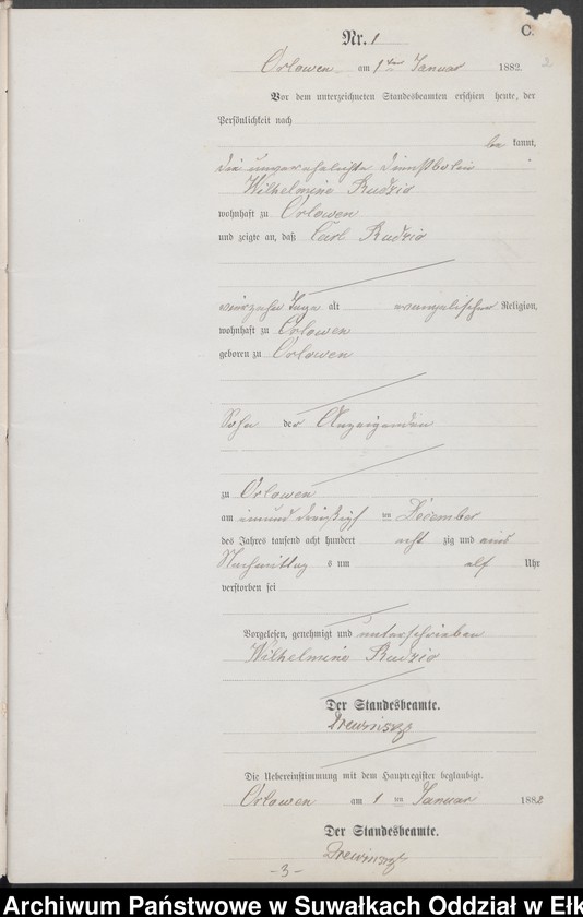 image.from.unit.number "Sterbe-Neben-Register des Preussischen Standes-Amtes [Orlowen] Kreis [Loetzen] für das Jahr 1882"