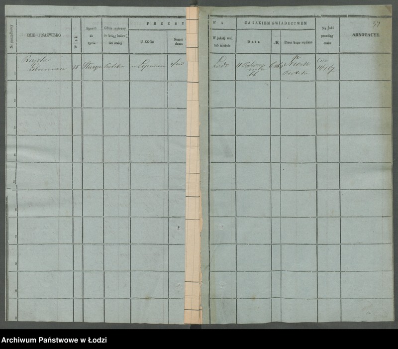 Obraz 20 z jednostki "[Księga ludności niestałej m. Łodzi]"