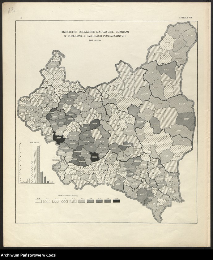 Obraz 15 z jednostki "Atlas szkolnictwa powszechnego Rzeczypospolitej Polskiej. Opracował Marian Falski, Warszawa 1929"