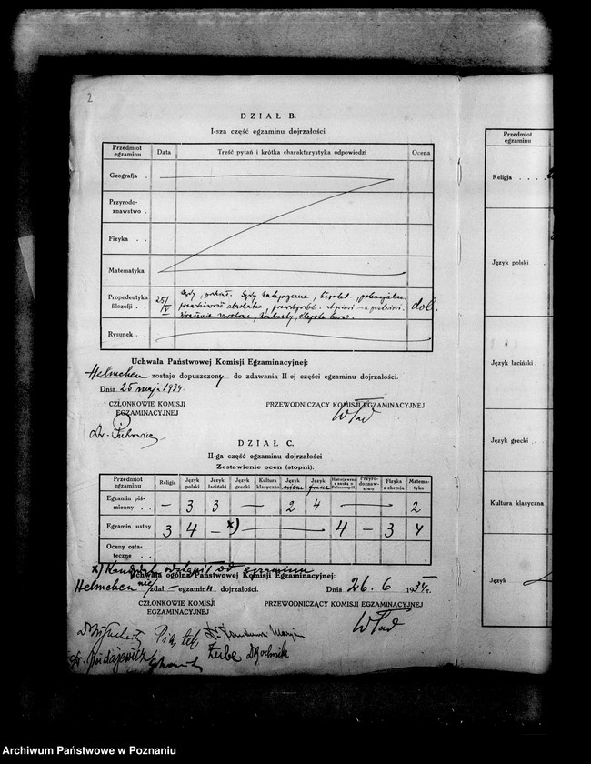 Obraz 5 z jednostki "Protokoły z egzaminów dojrzałości dla eksternistów abiturientów, prywatnego gimnazjum koedukacyjnego z niemieckim językiem nauczania imienia Schillera w Poznaniu"