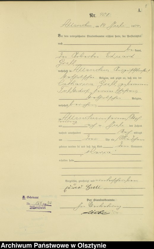 image.from.unit.number "Geburts-Haupt-Register Tom II,Nr 395 - 726"