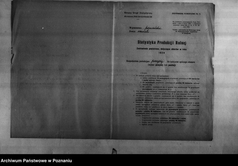 Obraz 9 z jednostki "/Statystyka produkcji rolnej - zestawienie powiatowe - Rawicz"