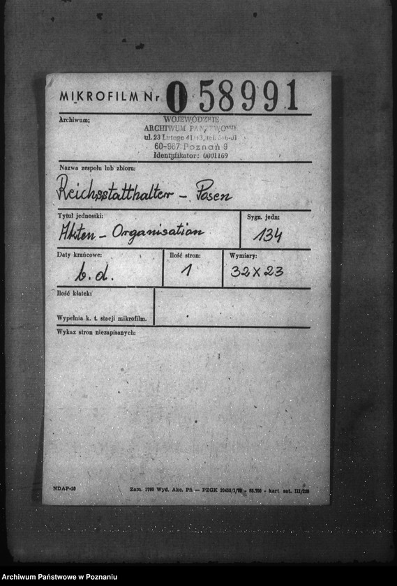 Obraz 2 z jednostki "Akten - Organisation"