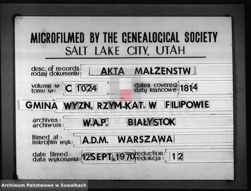 image.from.unit.number "Akta Zaślubionych Gminy Filipowskiey od 1go Stycznia 1814 R-u"