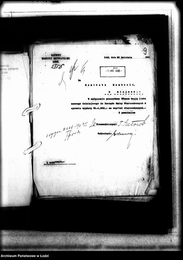 Obraz 16 z jednostki "Korespondencja Głównego Komitetu Obywatelskiego z Komitetem Kontroli"