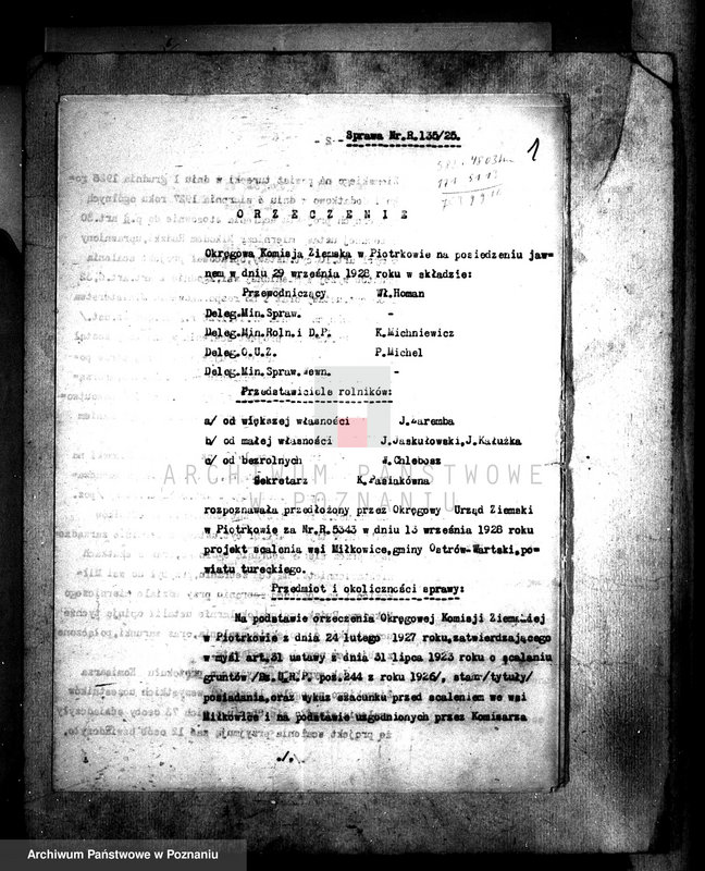 Obraz 5 z jednostki "Regulacja hipoteczna scalonych gruntów Miłkowice powiatu tureckiego"