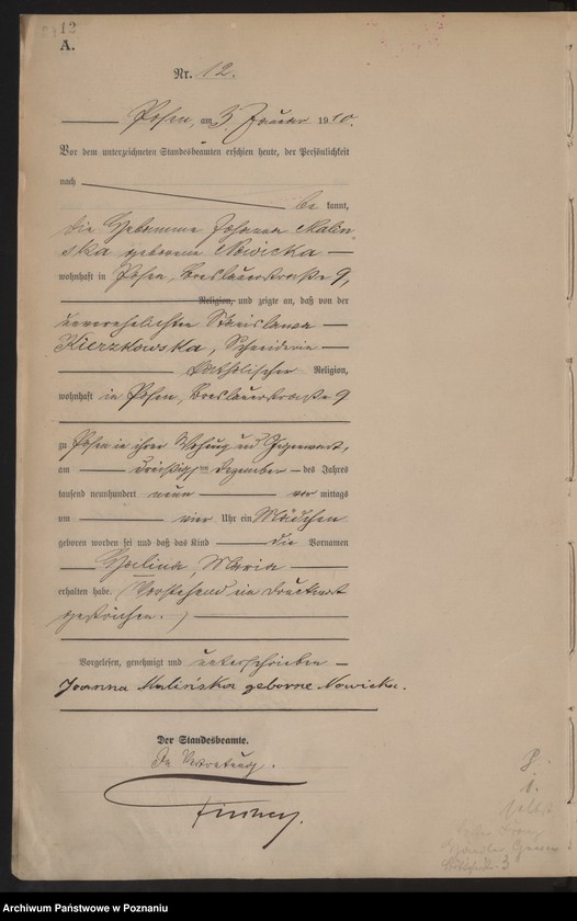 Obraz 13 z jednostki "Księga miejscowa urodzeń tom I [Rejestr główny urodzeń]"