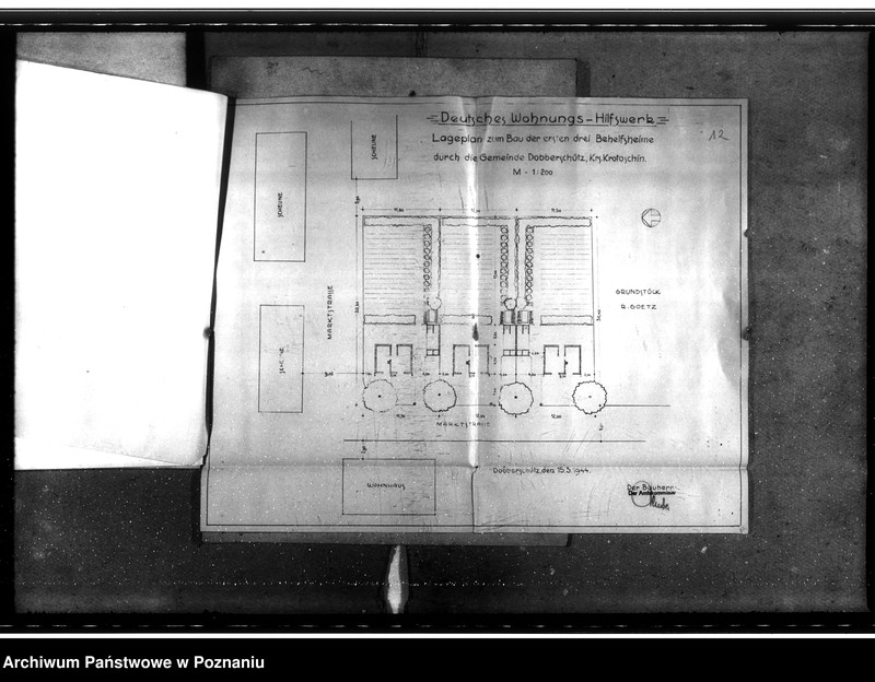 Obraz 18 z jednostki "Bau von Behelfsheimen in Dobberschütz (Dobrzyca). Baracken"