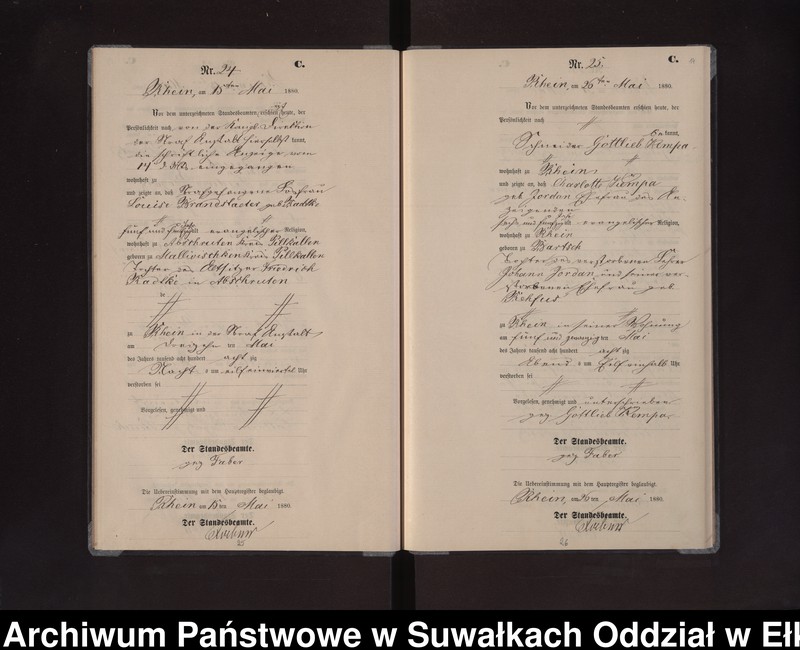 Obraz 17 z jednostki "Sterbe-Neben-Register des Preussischen Standes-Amtes Rhein Kreis Loetzen"