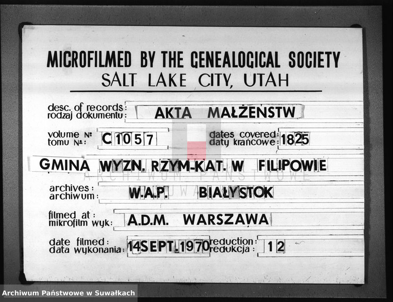 image.from.unit.number "Akta Zaślubionych Gminy Filipowskiey od dnia 1-go Stycznia aż do ostatniego grudnia 1825 Roku"