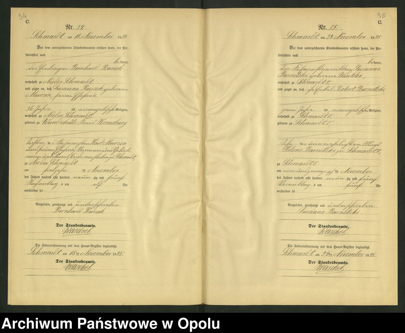 image.from.unit.number "Sterbe-Neben-Register Standesamts Schmardt pro 1895"
