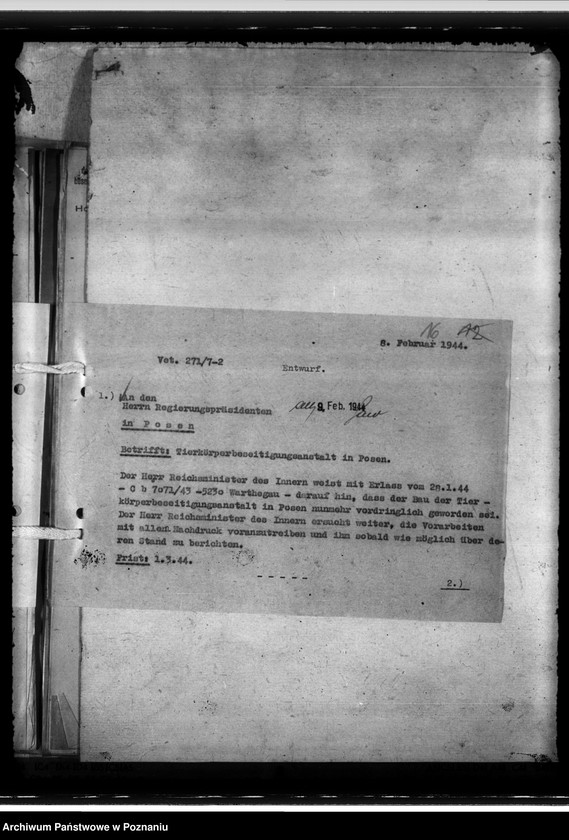 Obraz 20 z jednostki "Errichtung von Tierkörperbeseitigungsanstalten, hier: Posen"