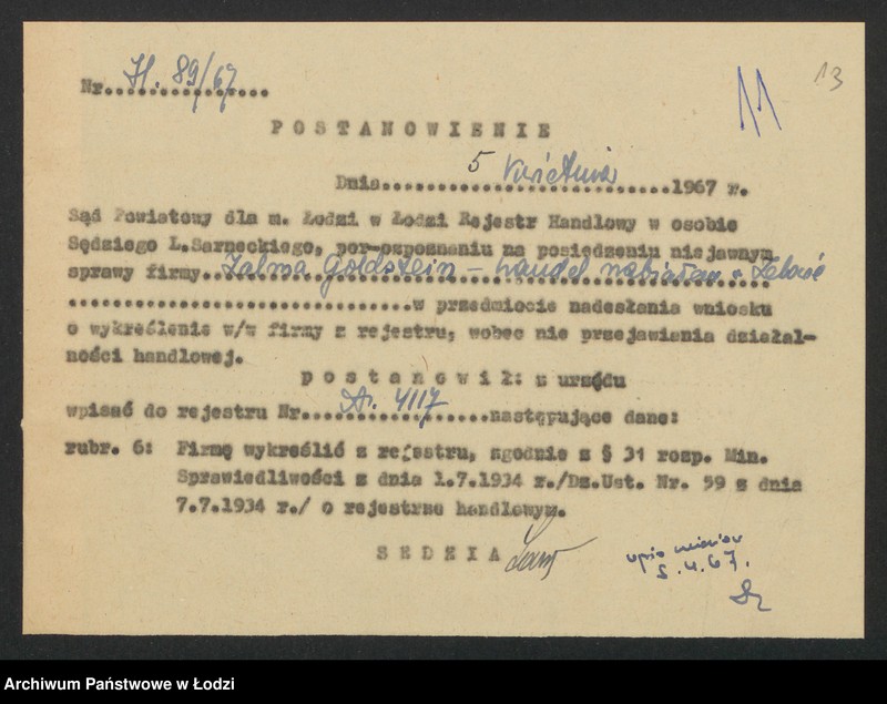 image.from.unit.number "Zalma Goldstein- handel nabiałem"