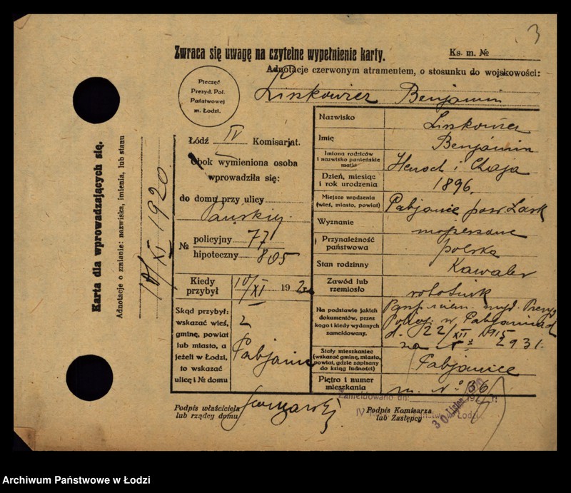 Obraz 5 z jednostki "[Spis ludności Łodzi] Liszkiewicz - Litke"