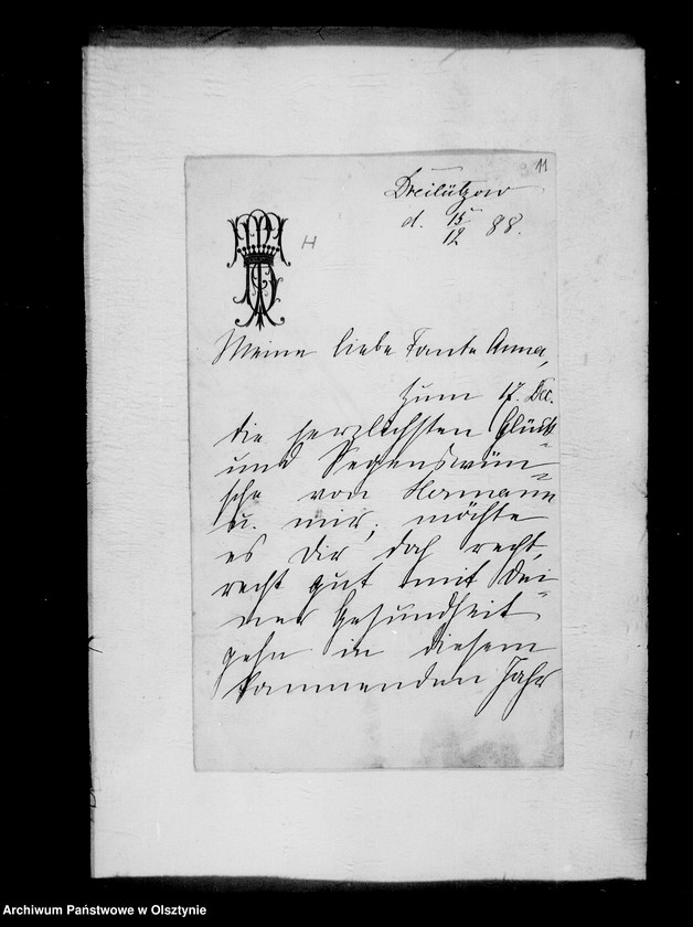 image.from.unit.number "/Therese Gfin Hahn- Kuchelmiss, spätere Gfin Bernsdorff auf Dreilützow mit der Grossichte Alette an ihre Tante Anna Gfin lehndorff geb. Hahn/"