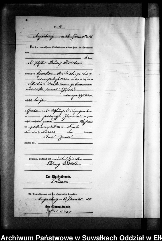 image.from.unit.number "Geburts-Neben-Register des Preussischen Standes-Amtes Gr. Strengeln Kreis Angerburg"