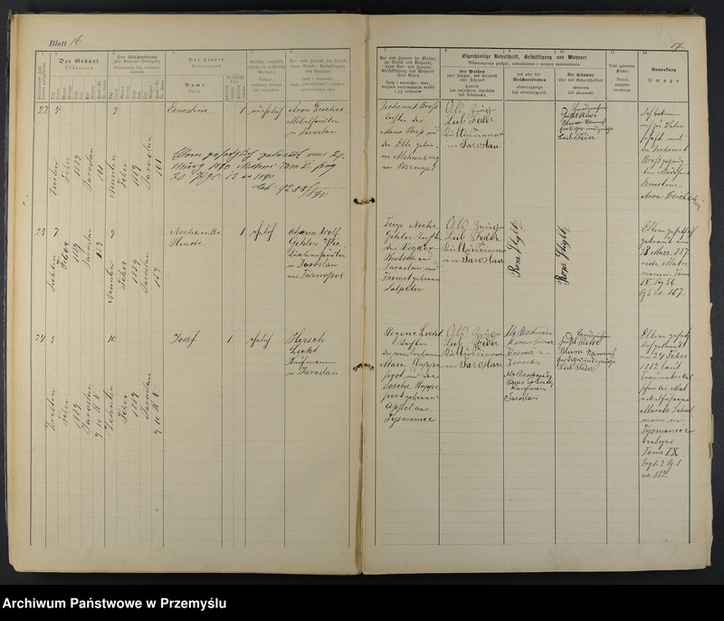 image.from.unit.number "Geburtsmatrik des israelitischen Matriken-Bezirkes Jaroslau pro 1889"