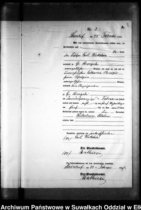 image.from.unit.number "Geburts-Neben-Register des Preussischen Standes-Amtes Gr. Strengeln Kreis Angerburg"