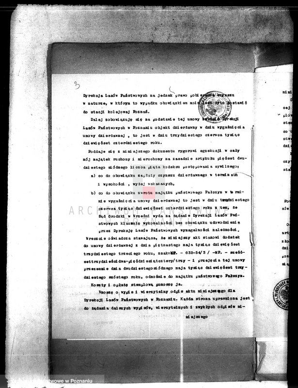 Obraz 7 z jednostki "Umowa dzierżawna majątku państwowego Pałczyn w powiecie wrzesińskim"