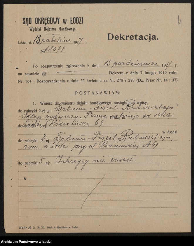 Obraz 6 z jednostki "Szlama Fiszel Rubinsztajn- sklep spożywczy"