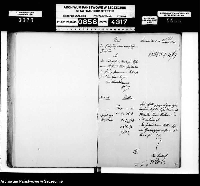 Obraz 12 z jednostki "Kontrolle über die Anstellung der Geistlichen in Folge des Gesetzes vom 11. Mai 1873 im Kreise Cammin"