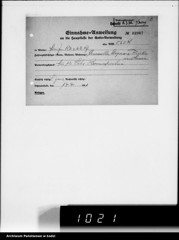 Obraz 6 z jednostki "9 Kassenbelege nr 3648-3899"